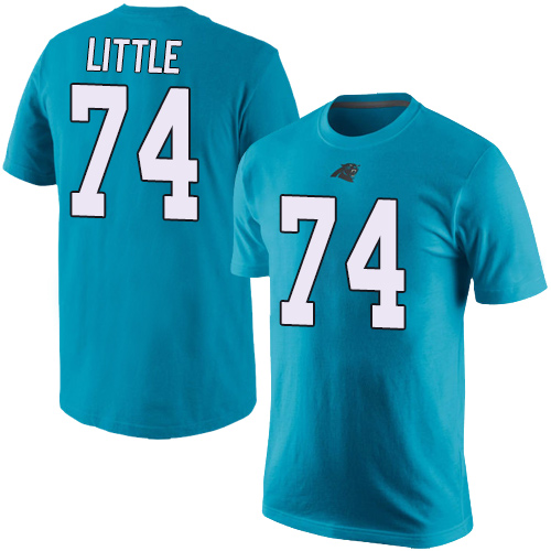 Carolina Panthers Men Blue Greg Little Rush Pride Name and Number NFL Football #74 T Shirt